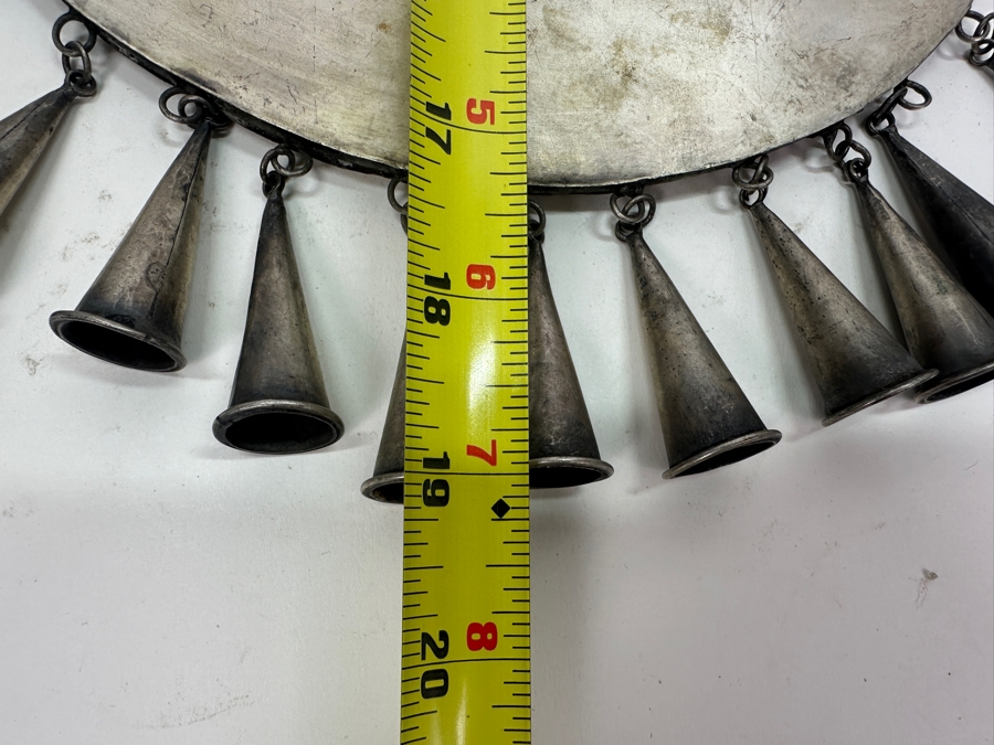 Chinese Hmong Embossed Silverplate Charm Necklace 8W X 19H [Photo 7]