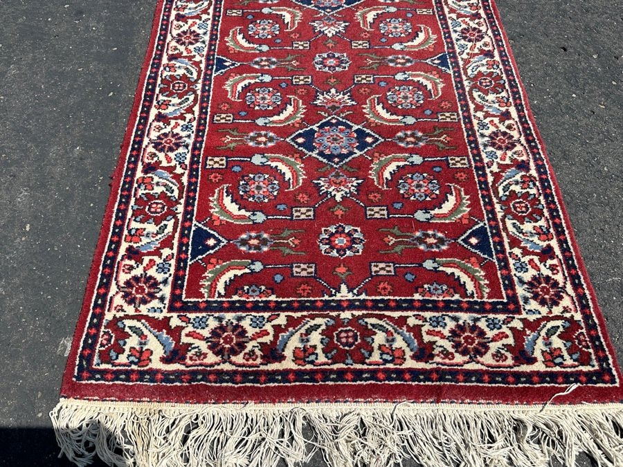 Vintage Hand Woven Wool Area Rug Made In Romania 30.5 X 74 [Photo 2]