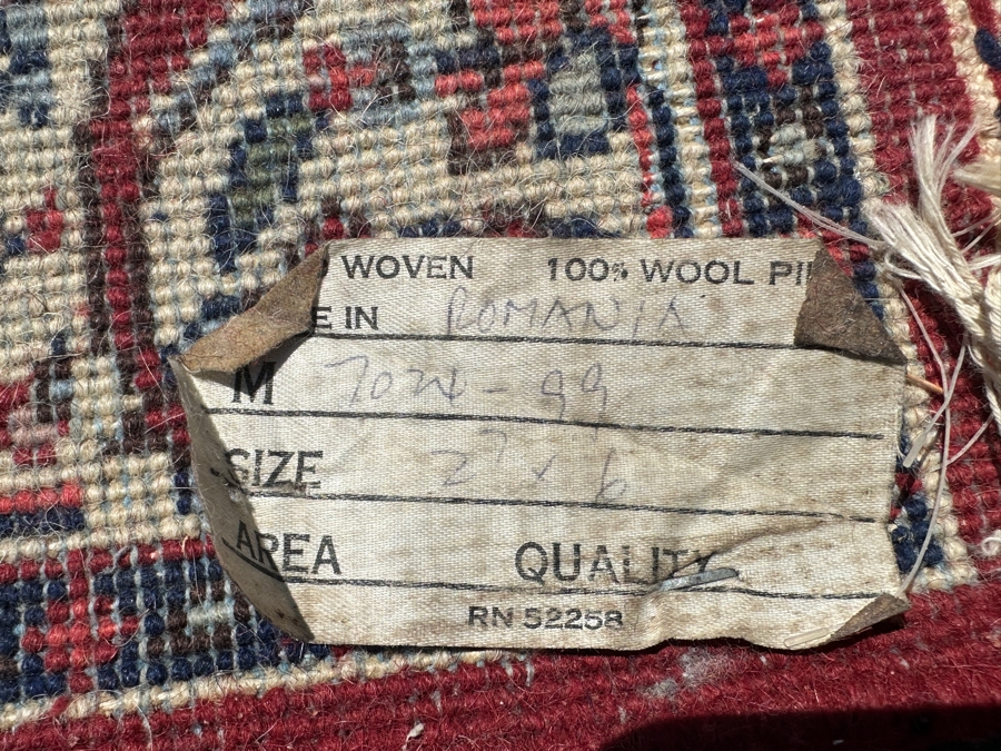 Vintage Hand Woven Wool Area Rug Made In Romania 30.5 X 74 [Photo 4]