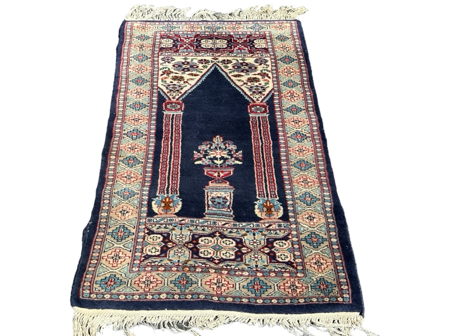 Vintage Hand Knotted Wool Prayer Rug 24 X 40 [Photo 1]
