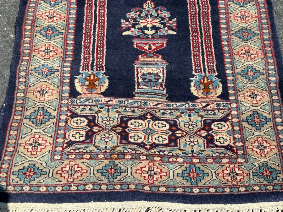 Vintage Hand Knotted Wool Prayer Rug 24 X 40 [Photo 2]