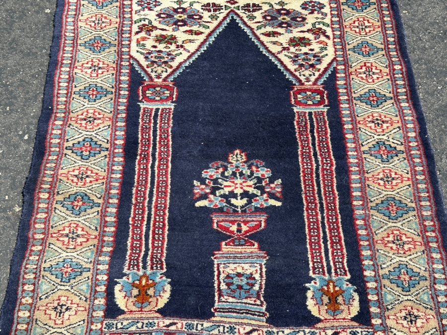 Vintage Hand Knotted Wool Prayer Rug 24 X 40 [Photo 3]