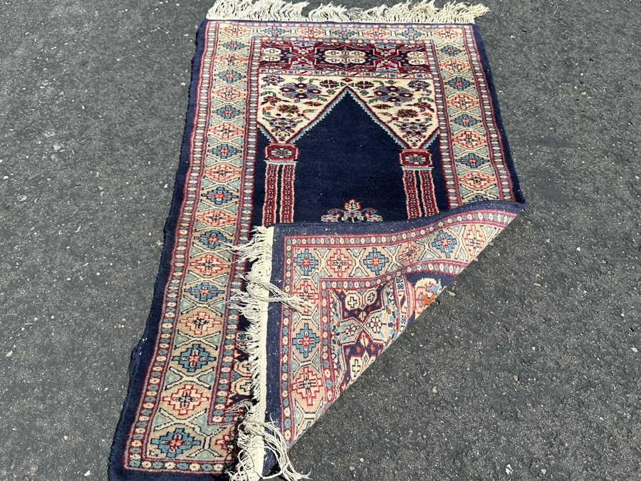 Vintage Hand Knotted Wool Prayer Rug 24 X 40 [Photo 5]