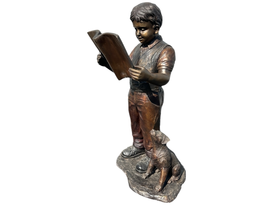 Life-size Boy with Book Bronze from the Raphael Pealle Foundry Limited Edition Estimate $3,000 24'W x 39'H [Photo 2]