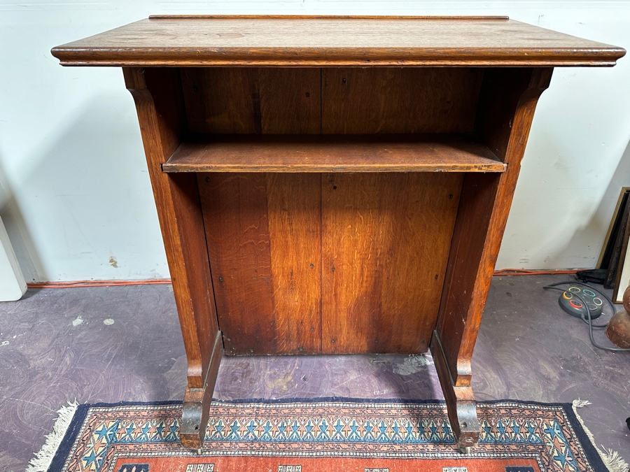 Antique Gothic Carved Oak Church Pulpit Lectern 39W X 21D X 44.75H [Photo 8]