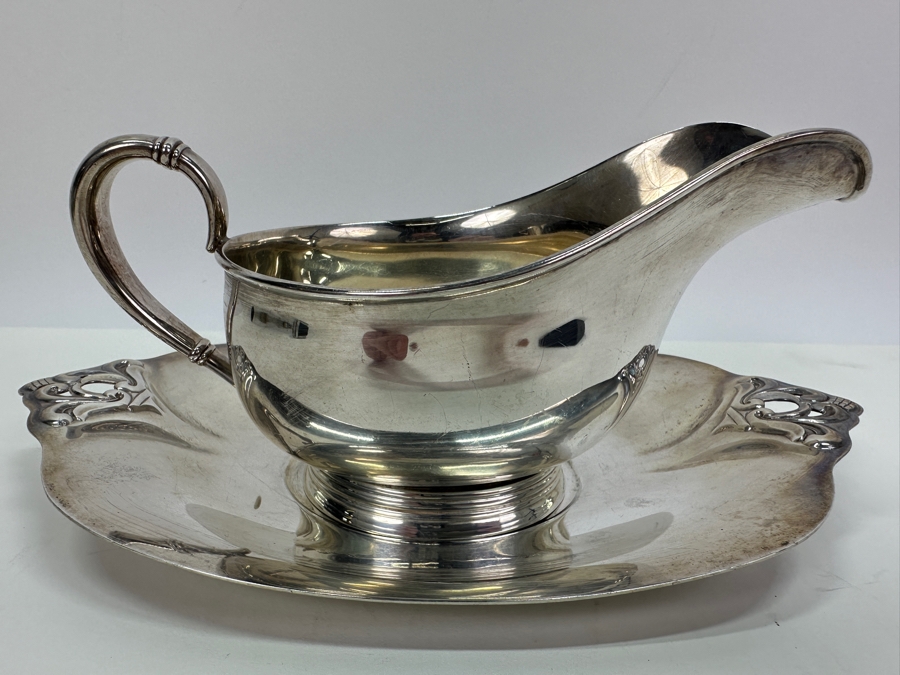 Royal Danish Sterling Silver Gravy Boat With Underplate 8.5W X 4H 543.7g [Photo 4]