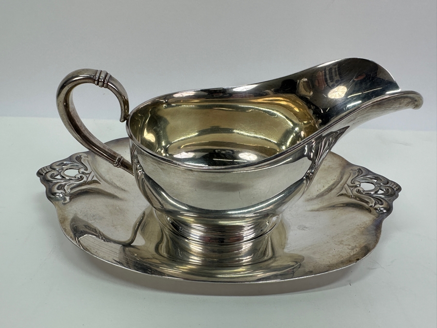 Royal Danish Sterling Silver Gravy Boat With Underplate 8.5W X 4H 543.7g [Photo 2]