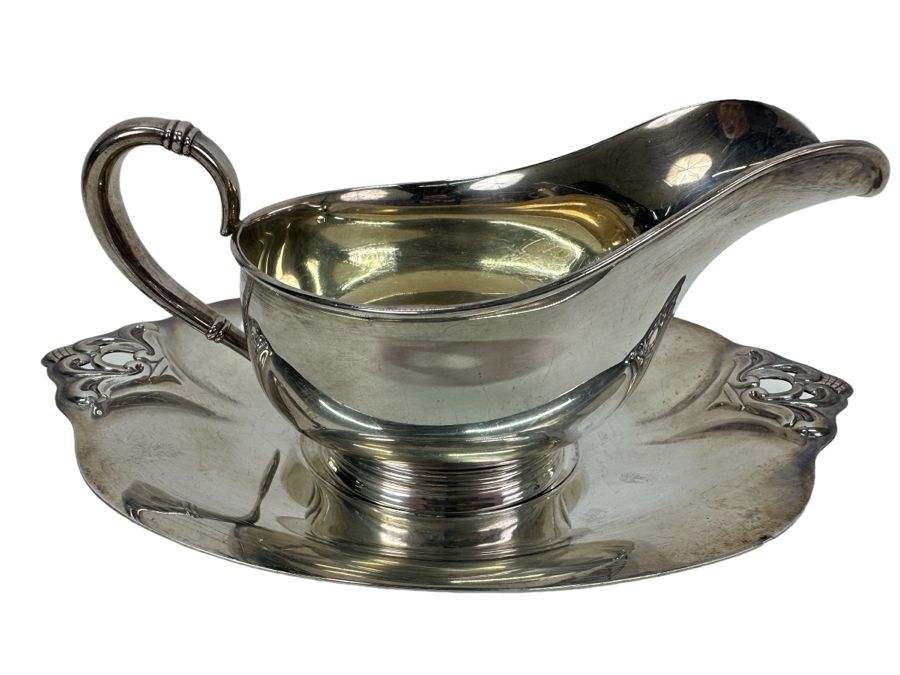Royal Danish Sterling Silver Gravy Boat With Underplate 8.5W X 4H 543.7g