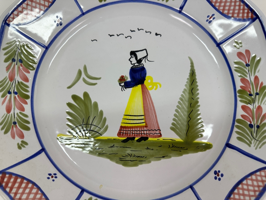 HB Quimper France Hand Painted Platter 13.5W X 13.5H X 2D [Photo 2]