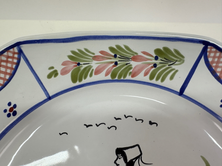 HB Quimper France Hand Painted Platter 13.5W X 13.5H X 2D [Photo 3]