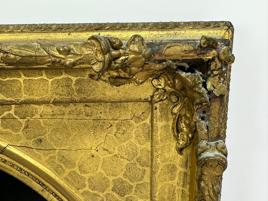 Antique Hand Painted Portrait Oil Painting On Canvas In Gilt Antique Frame 18.5 X 22 [Photo 6]