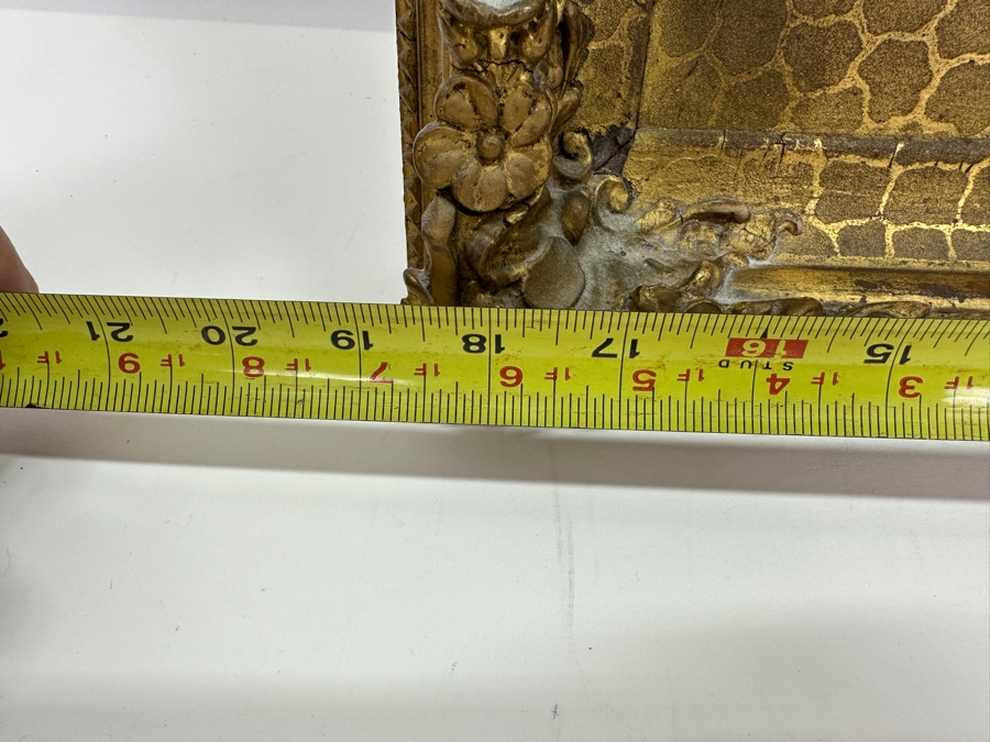 Antique Hand Painted Portrait Oil Painting On Canvas In Gilt Antique Frame 18.5 X 22 [Photo 9]