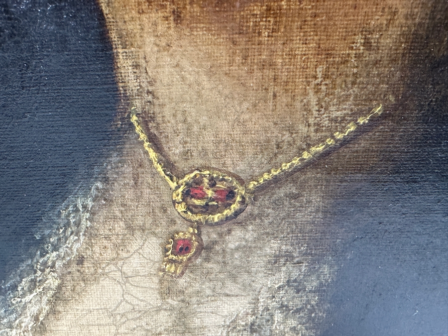 Antique Hand Painted Portrait Oil Painting On Canvas In Gilt Antique Frame 18.5 X 22 [Photo 4]