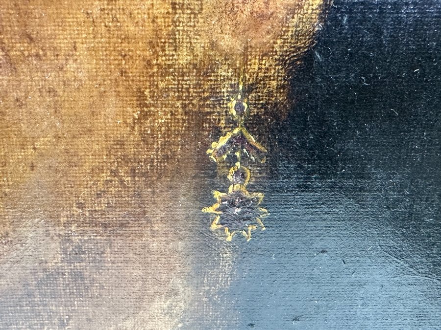 Antique Hand Painted Portrait Oil Painting On Canvas In Gilt Antique Frame 18.5 X 22 [Photo 5]