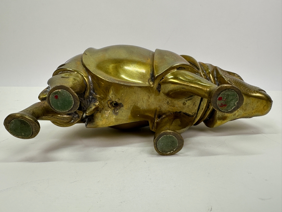 Vintage Heavy Brass Rhinoceros Figurine 9W X 3.5D X 5H [Photo 6]