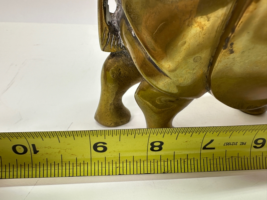 Vintage Heavy Brass Rhinoceros Figurine 9W X 3.5D X 5H [Photo 7]