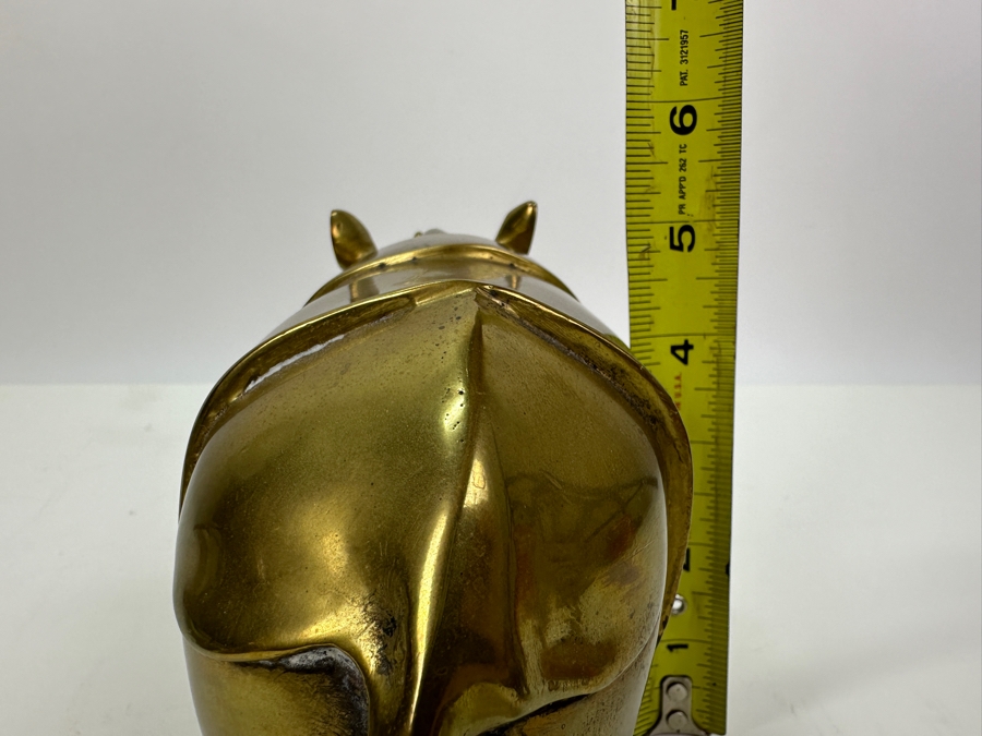 Vintage Heavy Brass Rhinoceros Figurine 9W X 3.5D X 5H [Photo 8]