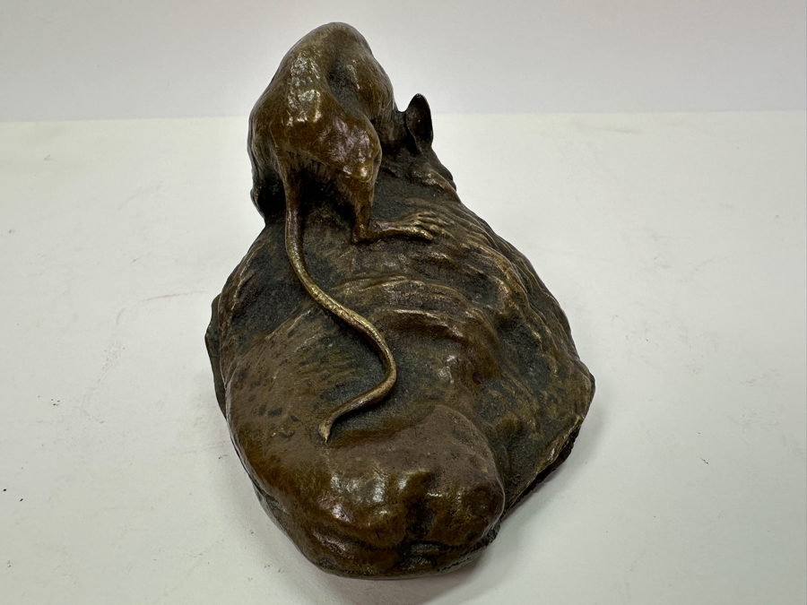 After Antonin Aigon Bronze The Mouse And The Oyster 4W X 2.75H [Photo 9]