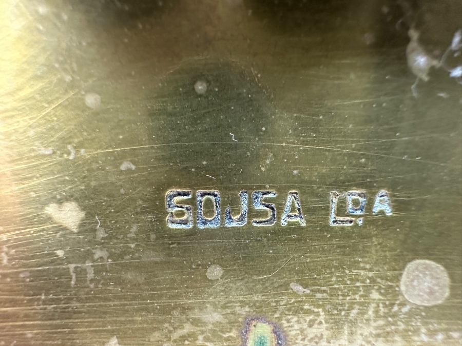 Antique Brass Box 'Land Of Ceuta - Golegio - Pedro Nunes' With Broken Hinge Hallmarked Underneath Box 5W X 3.25D X 3.5H  [Photo 13]