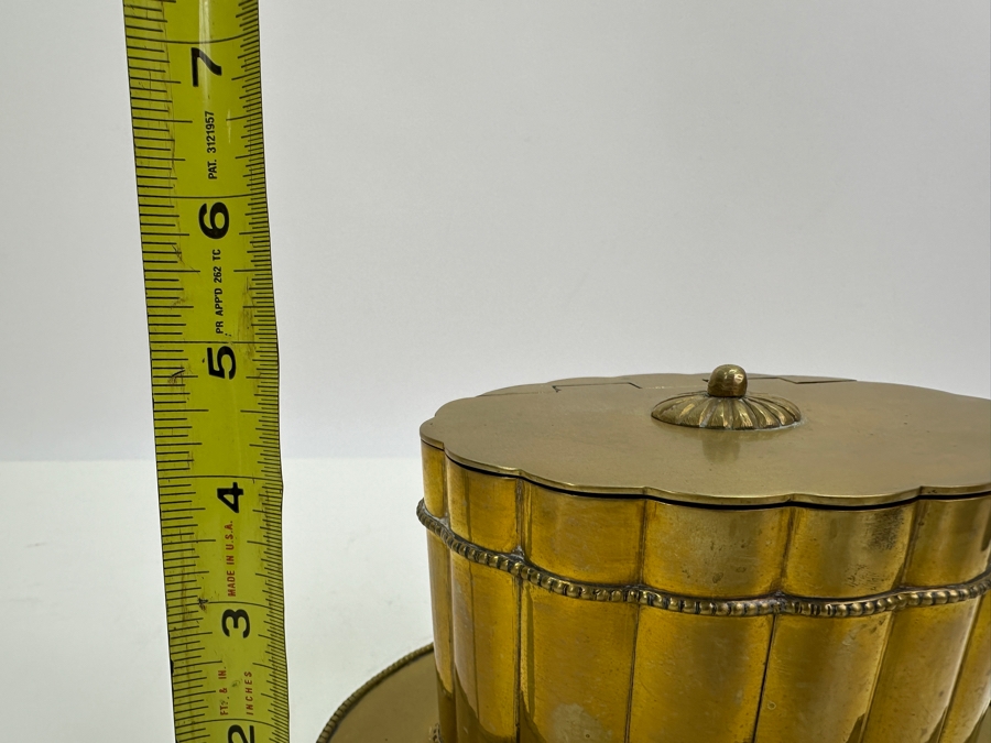 Vintage Hinged Brass Box With Footed Underplate By Mottahedeh Design Made In India 7W X 5H [Photo 10]