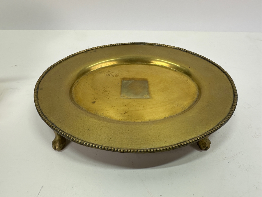 Vintage Hinged Brass Box With Footed Underplate By Mottahedeh Design Made In India 7W X 5H [Photo 4]