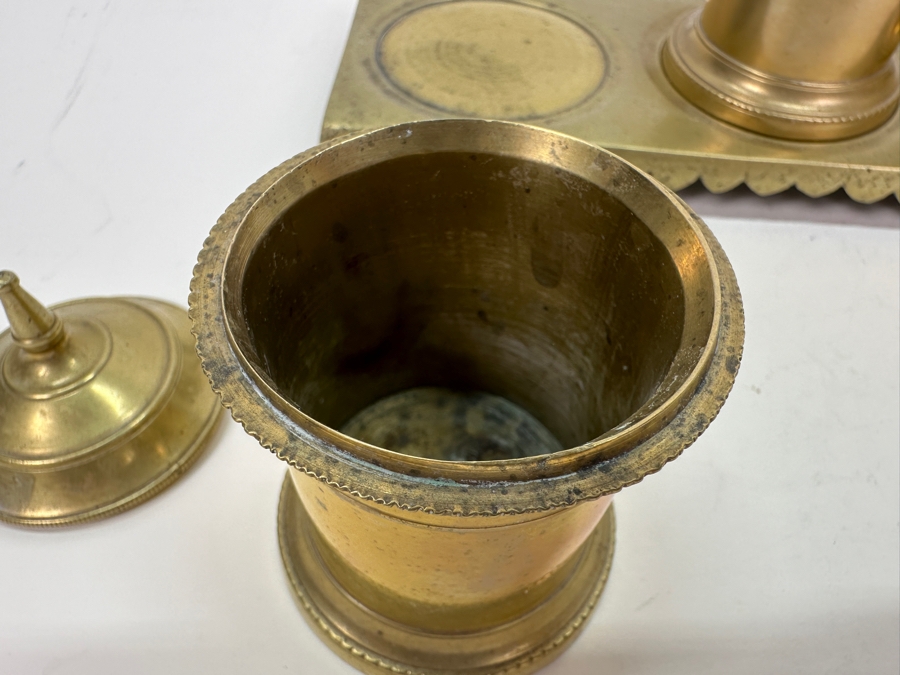 Antique Spanish Brass Desk Set 9W X 3D X 4.5H [Photo 6]