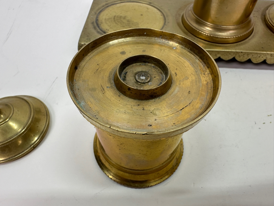 Antique Spanish Brass Desk Set 9W X 3D X 4.5H [Photo 7]