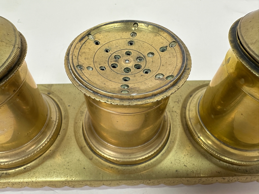 Antique Spanish Brass Desk Set 9W X 3D X 4.5H [Photo 3]