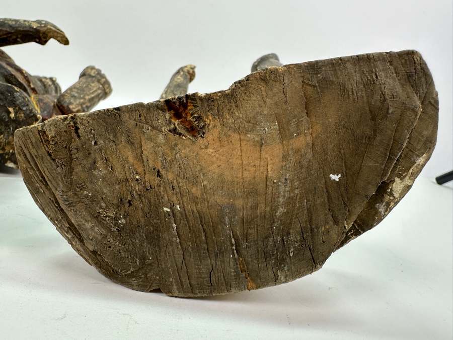 Pair Of Antique Polychrome Carved Wooden Santos Figurines 13H & 14H [Photo 15]