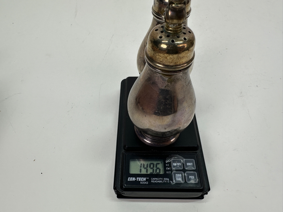 Sterling Silver Royal Danish Salt & Pepper Shakers, 4 Pieces With A Total Weight Of 306g [Photo 5]