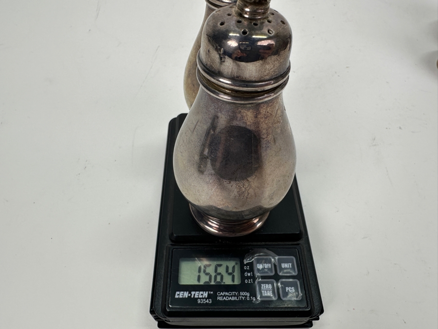 Sterling Silver Royal Danish Salt & Pepper Shakers, 4 Pieces With A Total Weight Of 306g [Photo 6]