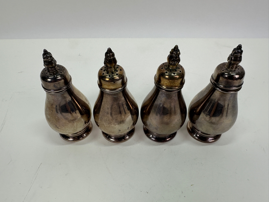 Sterling Silver Royal Danish Salt & Pepper Shakers, 4 Pieces With A Total Weight Of 306g [Photo 2]