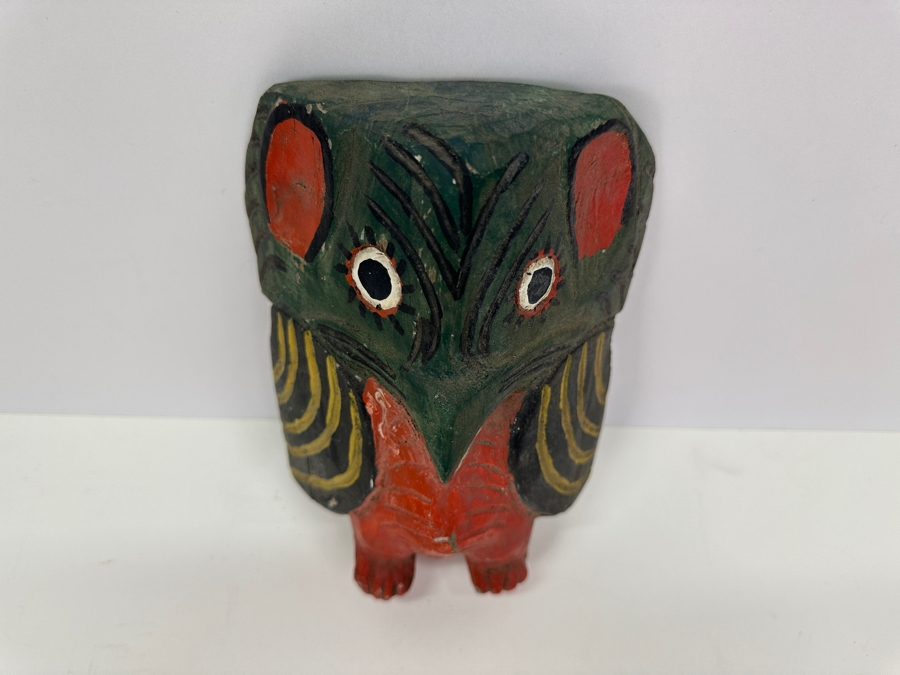 Vintage Mexican Folk Art Carved Wooden Polychrome Wall Decorations 6.5W X 10H [Photo 3]