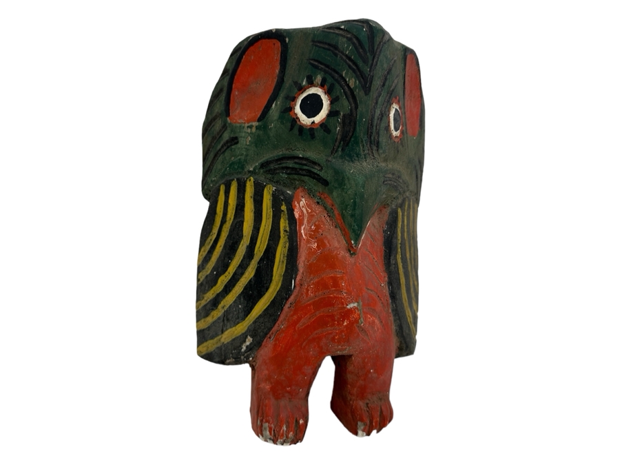 Vintage Mexican Folk Art Carved Wooden Polychrome Wall Decorations 6.5W X 10H [Photo 2]