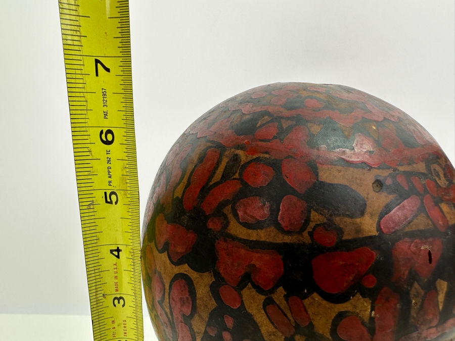 Pair Of Vintage Hand Painted Folk Art Gourds With Stands 6.5H & 7H [Photo 12]
