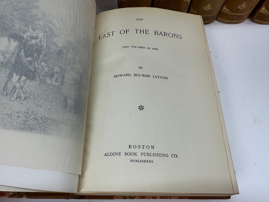 Set Of Thirteen Antique Leatherbound Hardcover Bulwer's Novels Books 1843 [Photo 9]