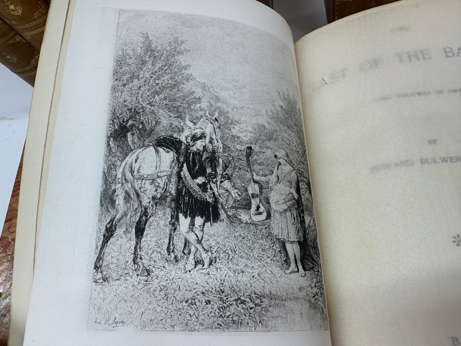 Set Of Thirteen Antique Leatherbound Hardcover Bulwer's Novels Books 1843 [Photo 8]