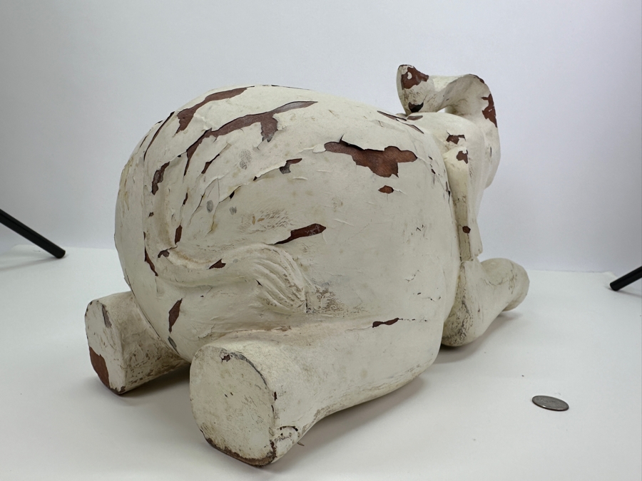 Vintage Carved Wooden Elephant Sculpture Painted White 19W X 8D X 11.5H [Photo 7]