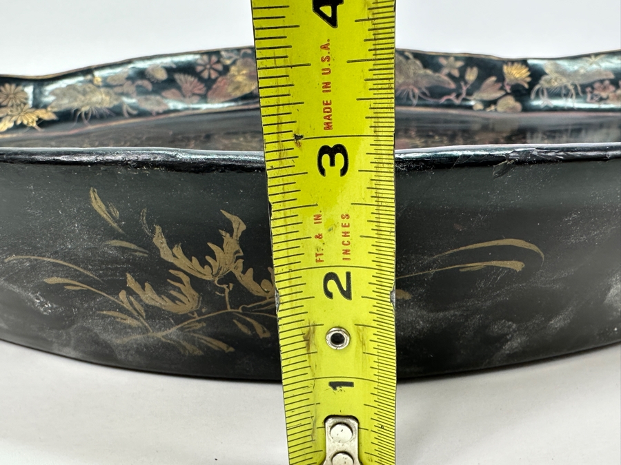 Vintage English Chinoiserie Lacquer Hand Painted Oval Tray 30.5W X 20D X 3H [Photo 19]