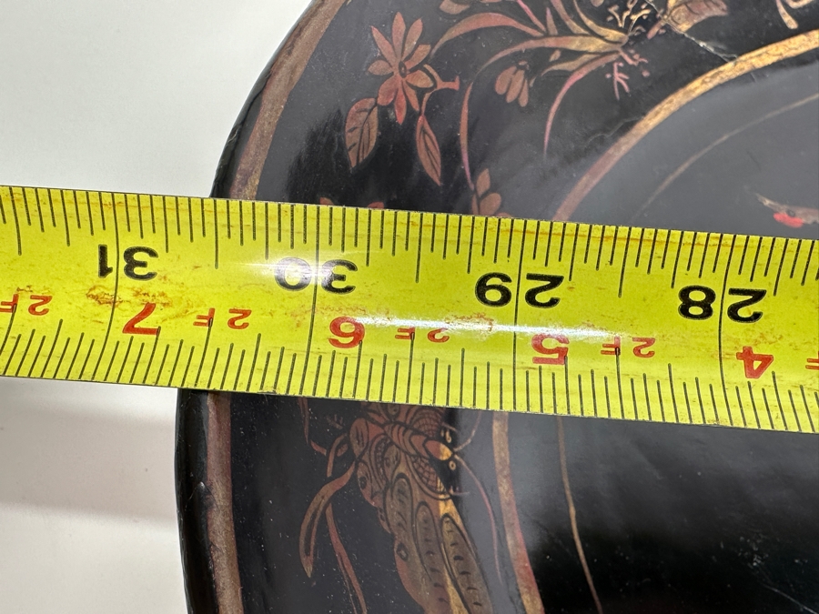 Vintage English Chinoiserie Lacquer Hand Painted Oval Tray 30.5W X 20D X 3H [Photo 17]
