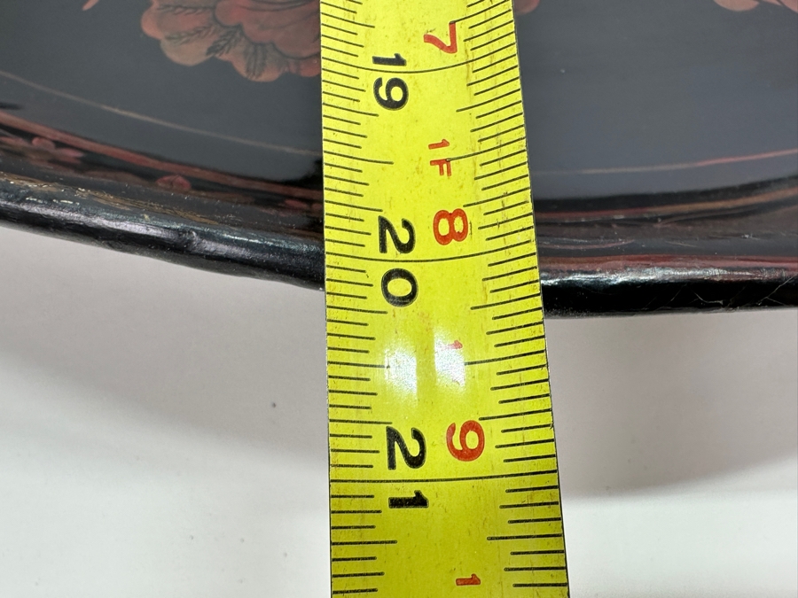 Vintage English Chinoiserie Lacquer Hand Painted Oval Tray 30.5W X 20D X 3H [Photo 18]
