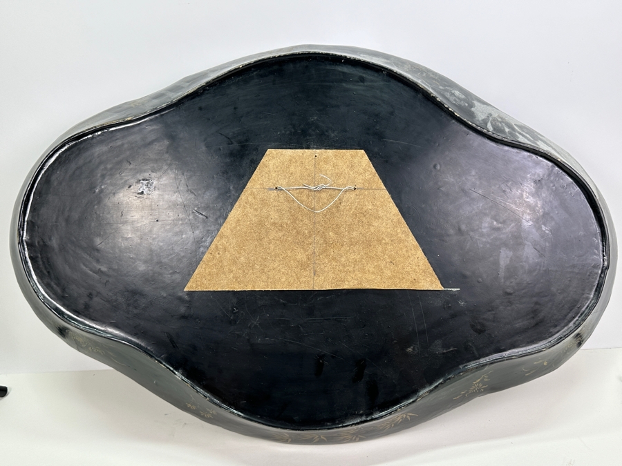 Vintage English Chinoiserie Lacquer Hand Painted Oval Tray 30.5W X 20D X 3H [Photo 16]