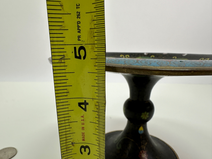 Vintage Chinese Cloisonne Compote Dish (See Photos For Some Damage) 7.25W X 4.75H [Photo 10]
