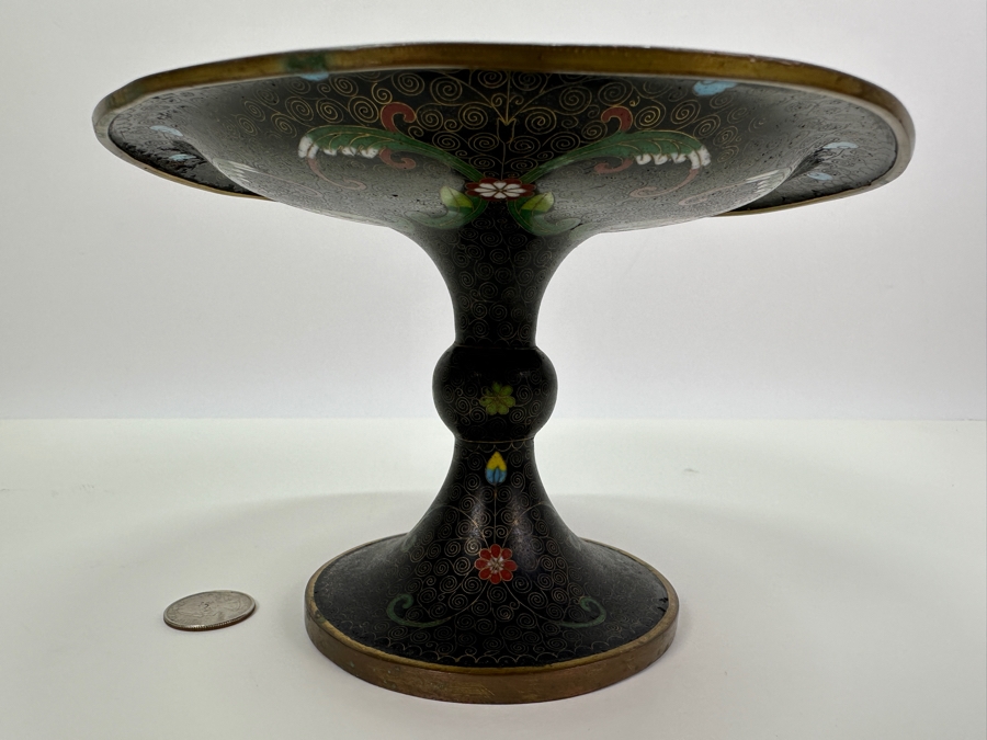Vintage Chinese Cloisonne Compote Dish (See Photos For Some Damage) 7.25W X 4.75H [Photo 4]