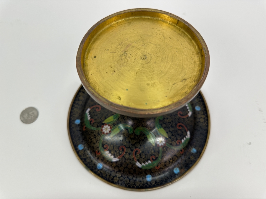 Vintage Chinese Cloisonne Compote Dish (See Photos For Some Damage) 7.25W X 4.75H [Photo 7]