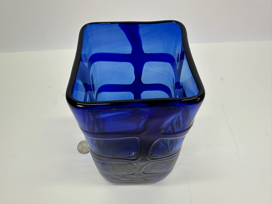 Blue Art Glass Vase 8H [Photo 4]