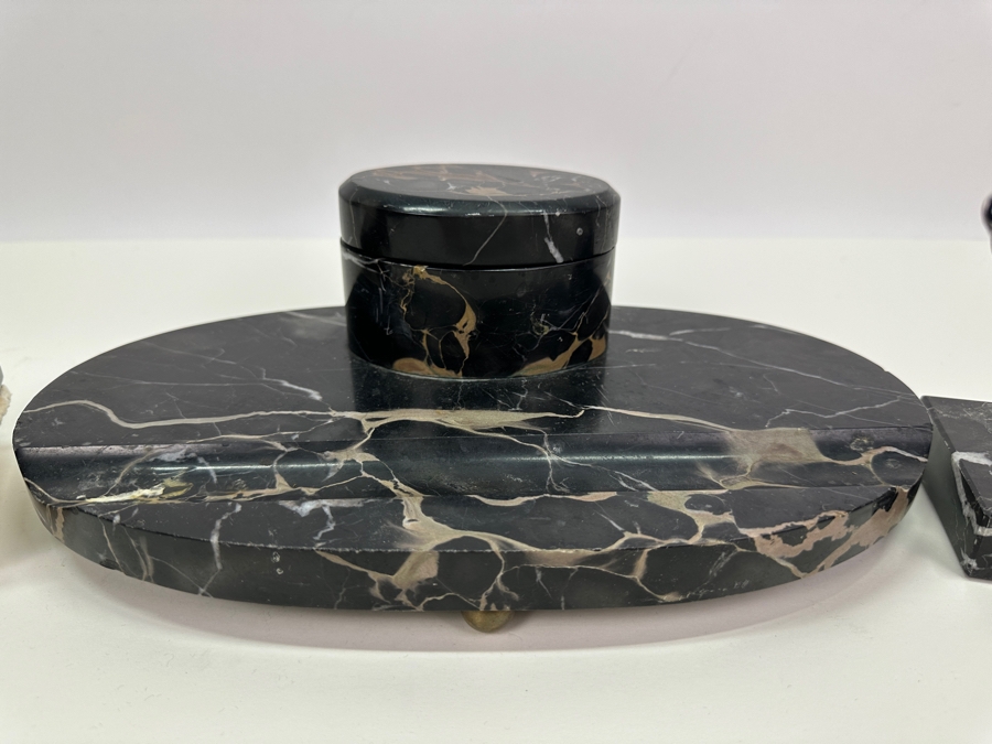 Vintage Marble Desk Set With Mont Blanc Generation Rollerball Pen [Photo 5]