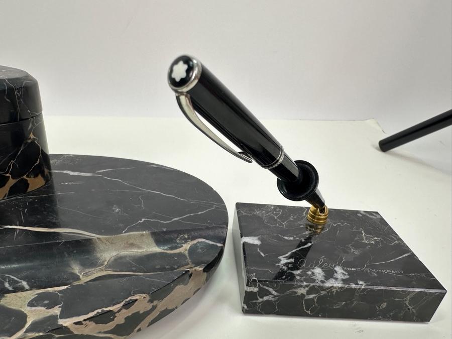 Vintage Marble Desk Set With Mont Blanc Generation Rollerball Pen [Photo 6]
