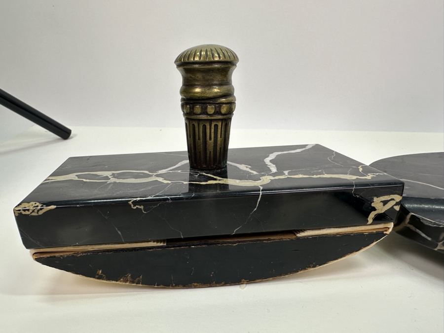 Vintage Marble Desk Set With Mont Blanc Generation Rollerball Pen [Photo 14]