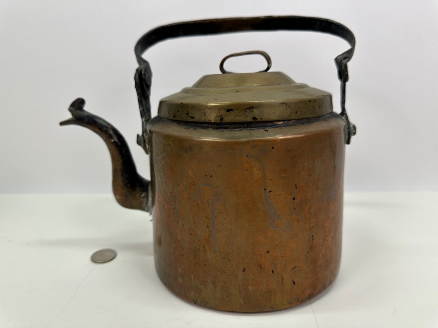 Antique Copper & Brass Teapot 10W X 10H [Photo 2]